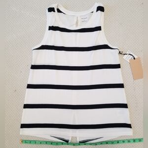 NWT Halogen stretch knit blk. wht stripe tanktop. Size M.